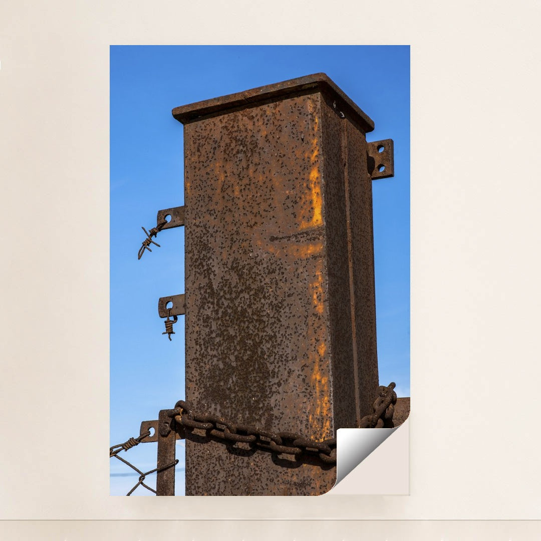 Rusty Post with Chains and Barbed Wire by Victor Moragriega - Peeliez