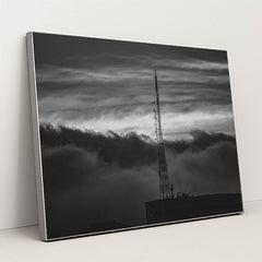 Dramatic Antenna Tower in Black and White by Anderson Santos - Silver Frame Stretchiez