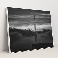 Dramatic Antenna Tower in Black and White by Anderson Santos - White Frame Stretchiez