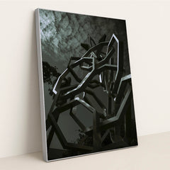 Urban Futuristic Metal Sculpture by Moon Bouy - Silver Frame Stretchiez