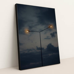 Dramatic Streetlamp and Cloudscape by Atahan Demir - Black Frame Stretchiez