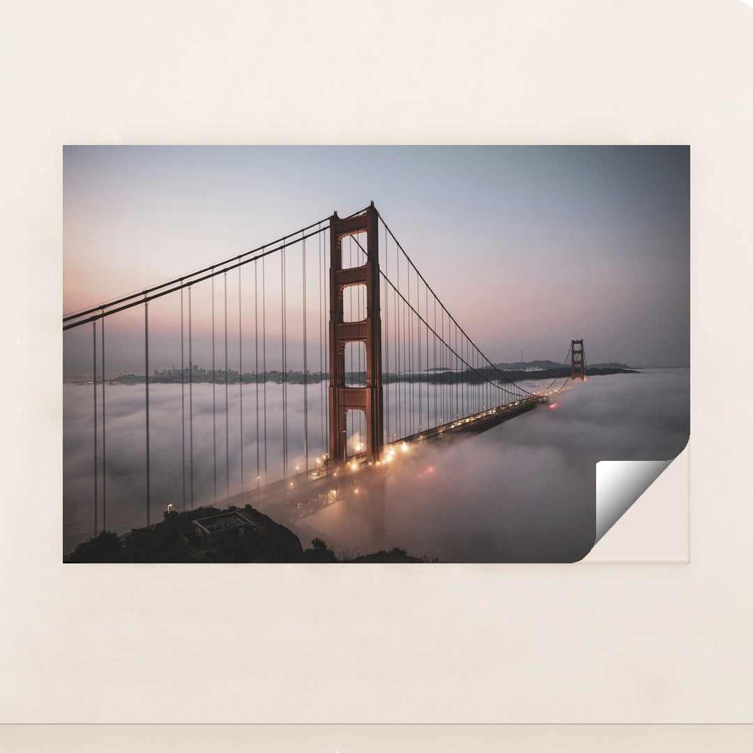 Golden Gate Bridge in Morning Fog by Stephen Leonardi - Peeliez