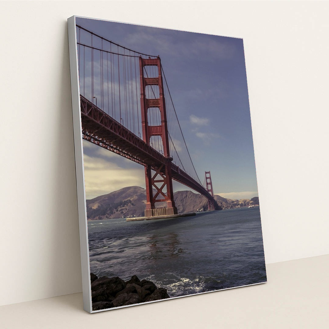 Golden Gate Bridge Over San Francisco Bay by Ignacio Palés - Silver Frame Stretchiez