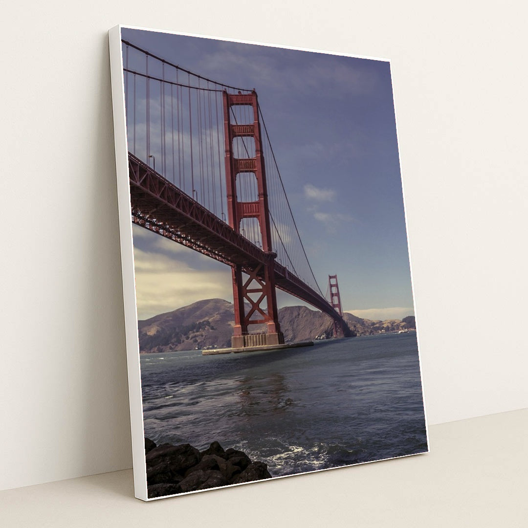 Golden Gate Bridge Over San Francisco Bay by Ignacio Palés - White Frame Stretchiez
