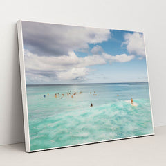 Hawaiian Surfers Embrace Adventure by Jess Loiterton - White Frame Stretchiez
