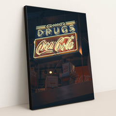 Vintage Coca-Cola Neon Sign by Yuqi Chen - Black Frame Stretchiez
