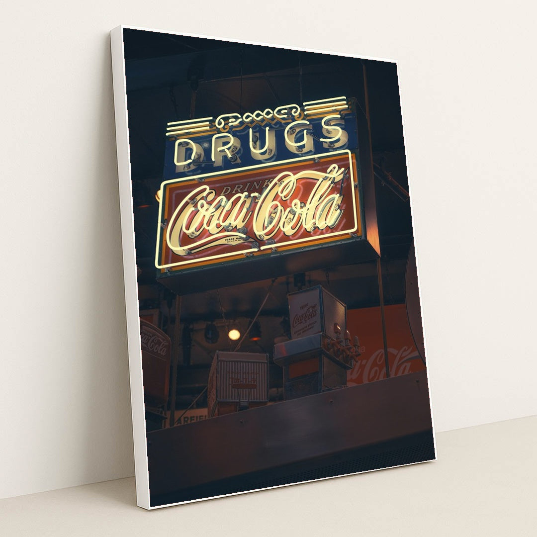 Vintage Coca-Cola Neon Sign by Yuqi Chen - White Frame Stretchiez