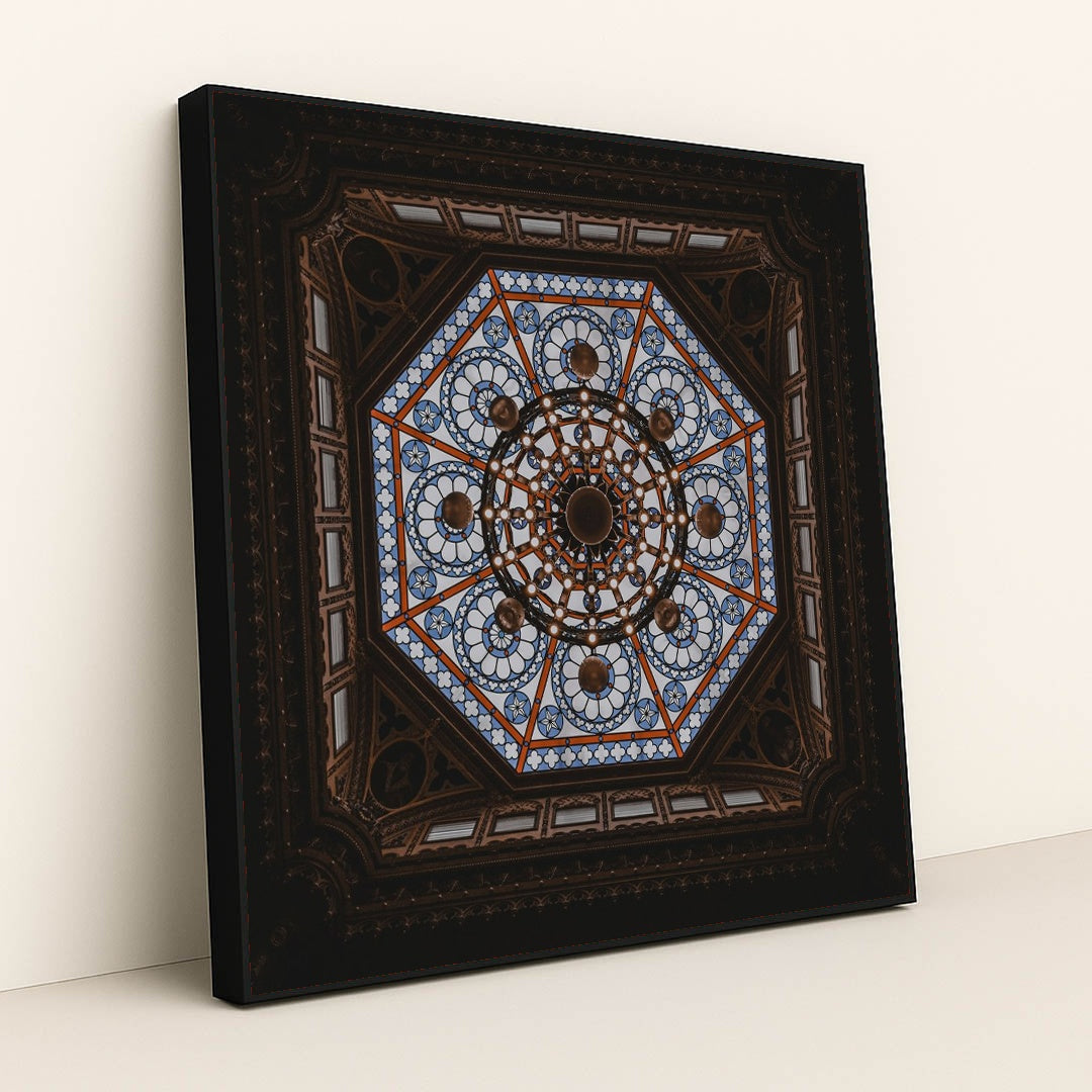 Majestic Stained Glass Dome Ceiling by Willian Santos - Black Frame Stretchiez