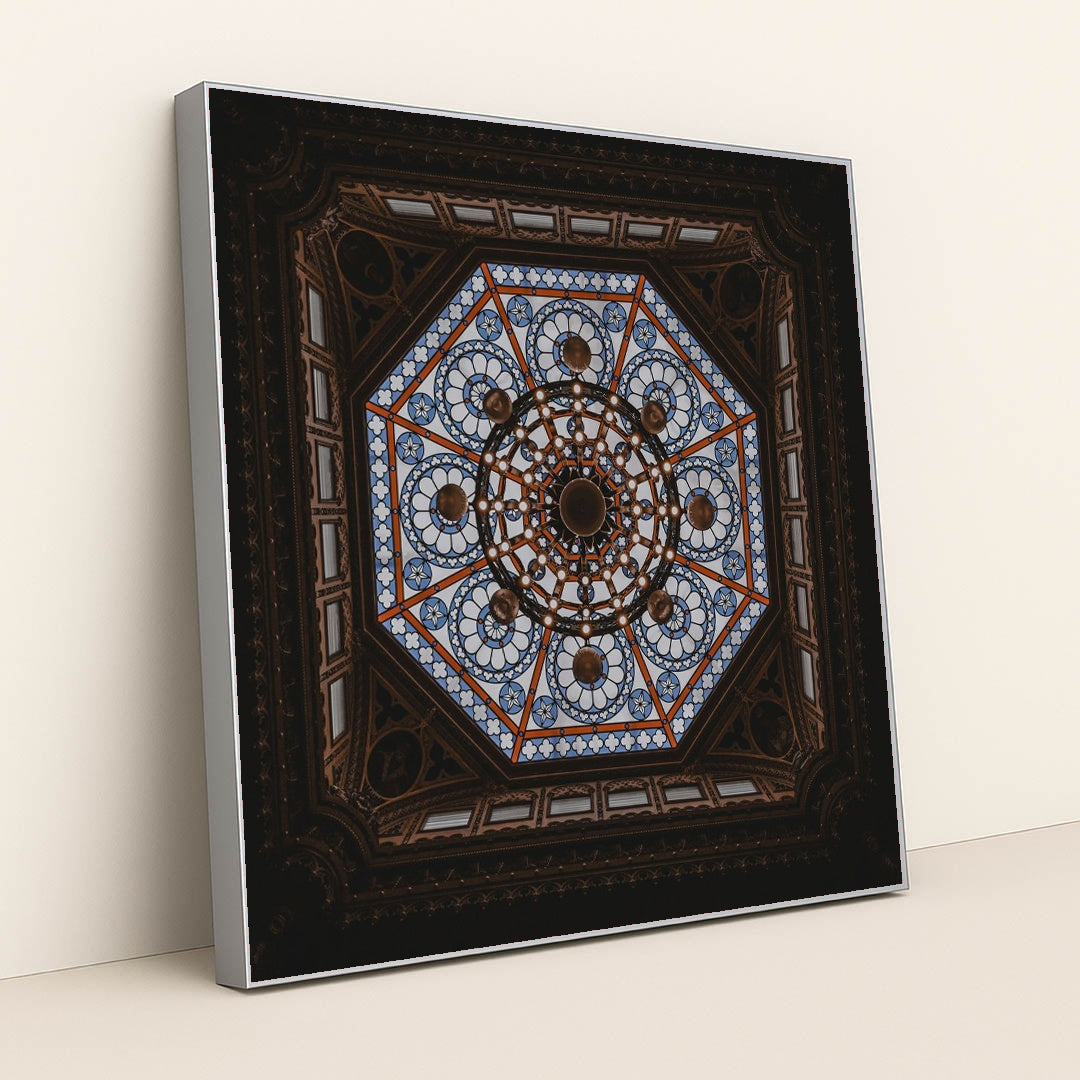 Majestic Stained Glass Dome Ceiling by Willian Santos - Silver Frame Stretchiez