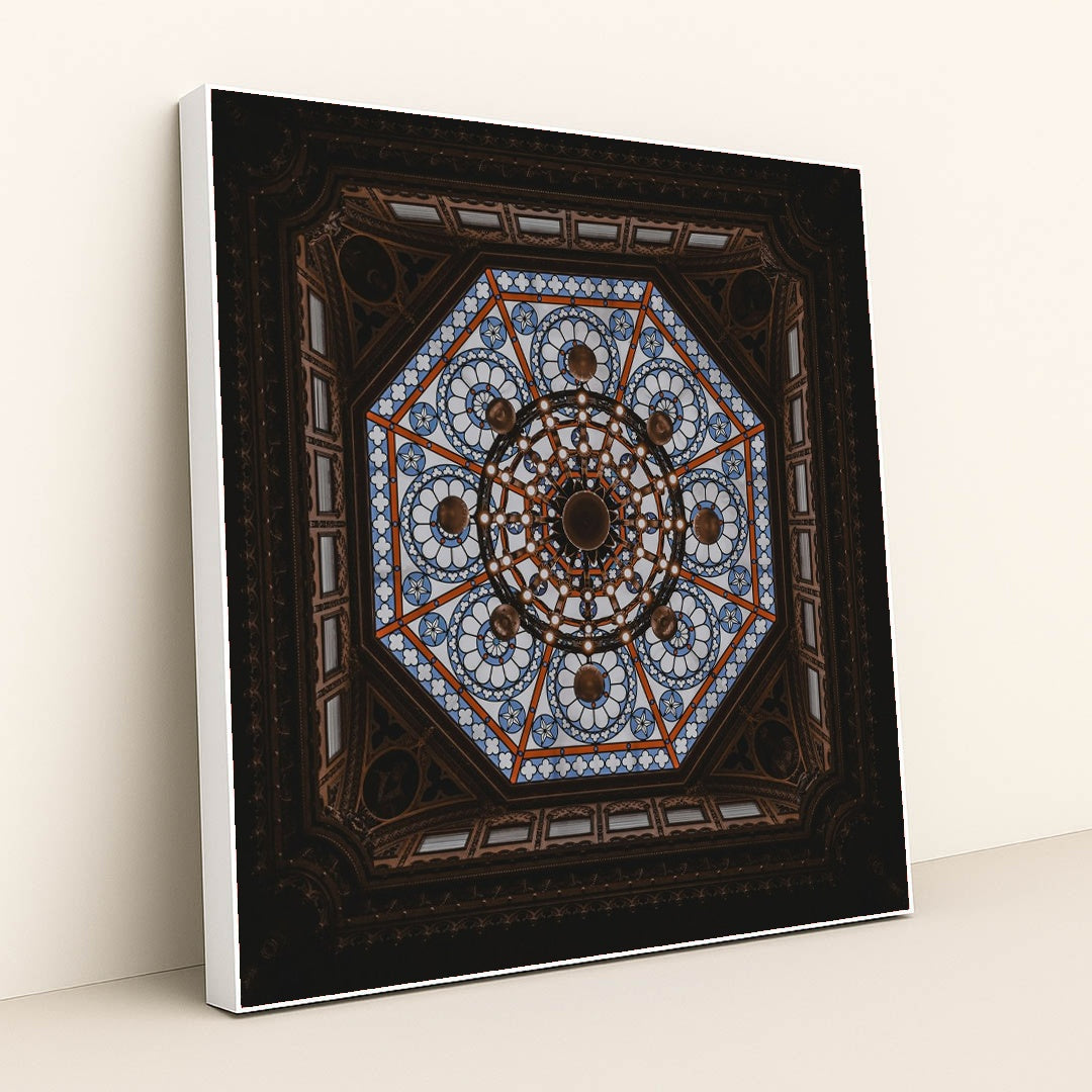 Majestic Stained Glass Dome Ceiling by Willian Santos - White Frame Stretchiez