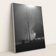 Misty Night in the Park by Yusuf Timur Çelik - Silver Frame Stretchiez