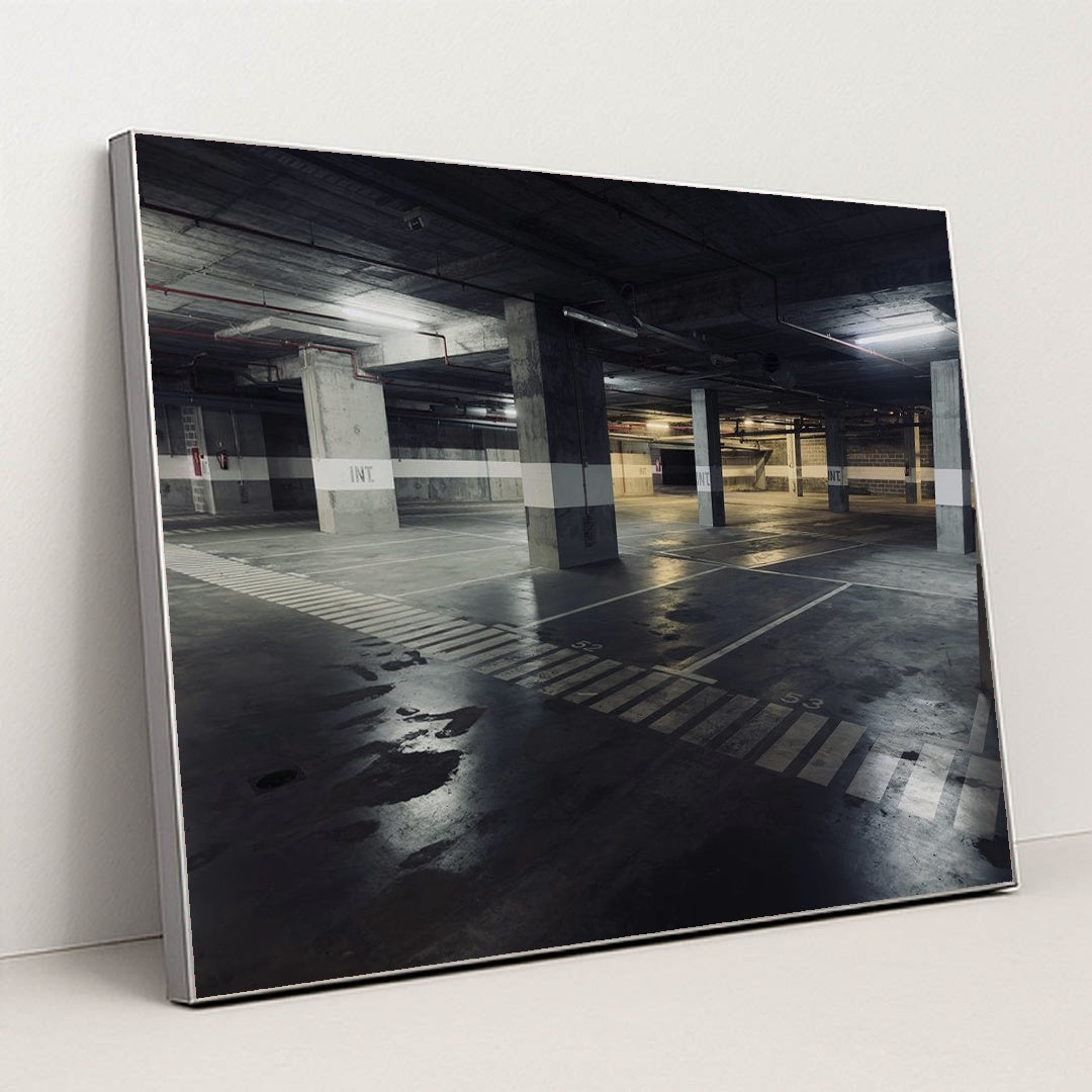 Moody Underground Parking Garage by Pedro Dias - Silver Frame Stretchiez