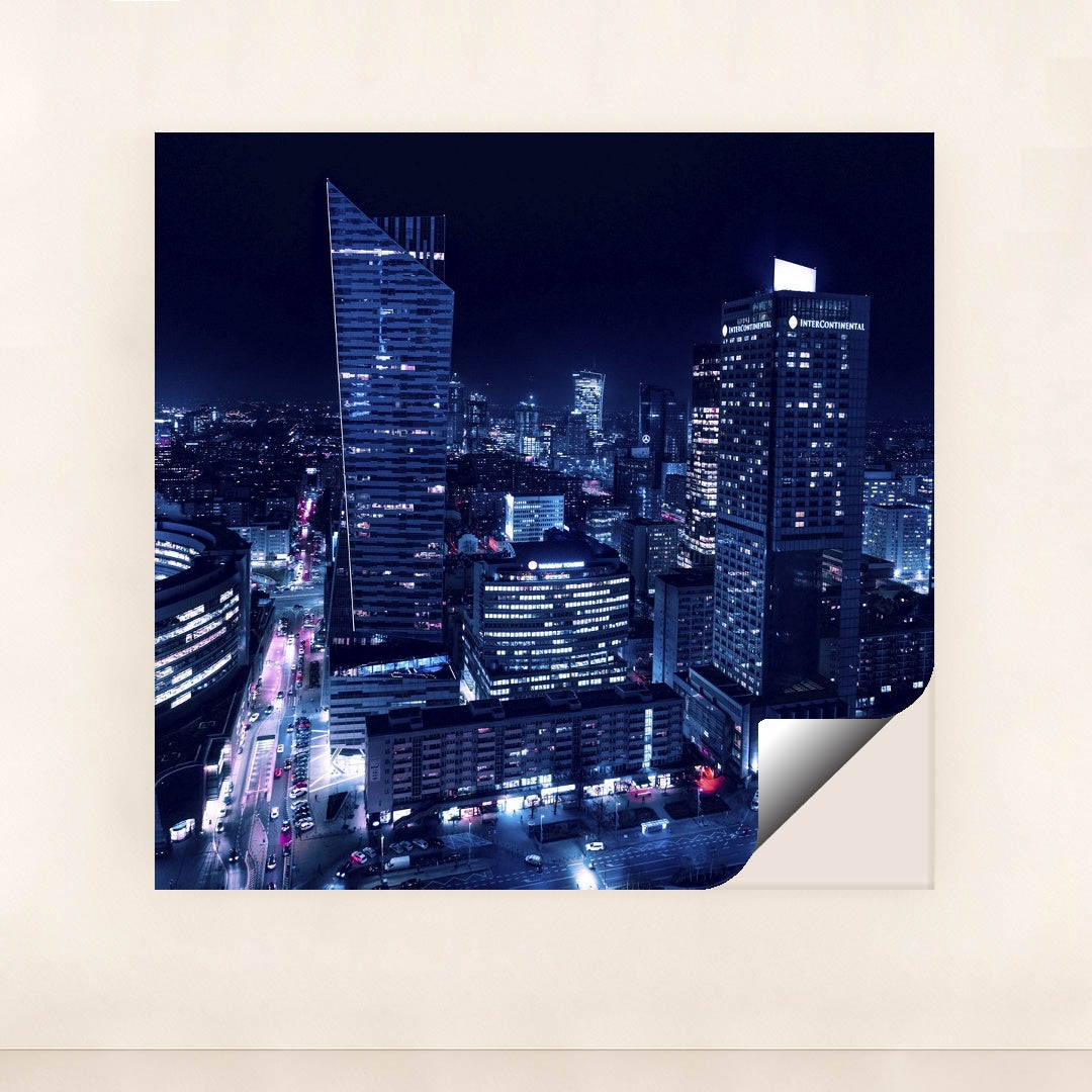 Dazzling Night Skyline of Warsaw by Adam Borkowski - Peeliez