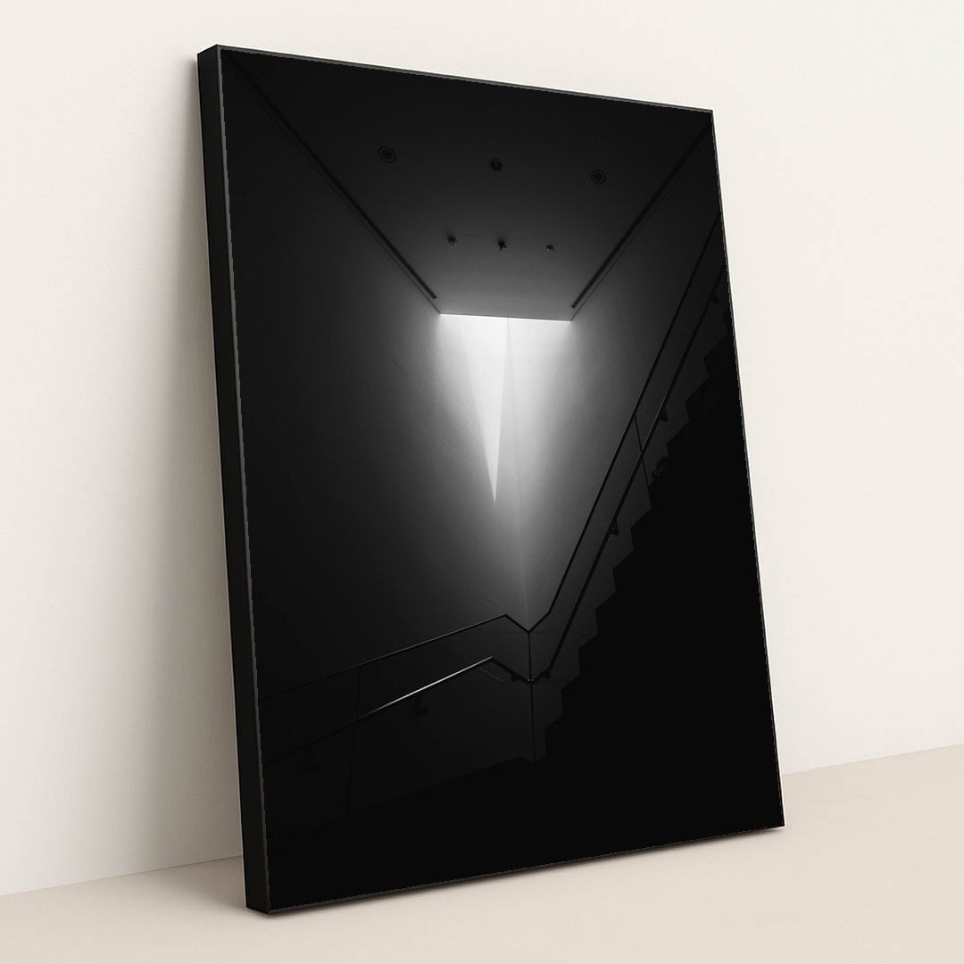 Minimalist Black and White Staircase by IAN - Black Frame Stretchiez