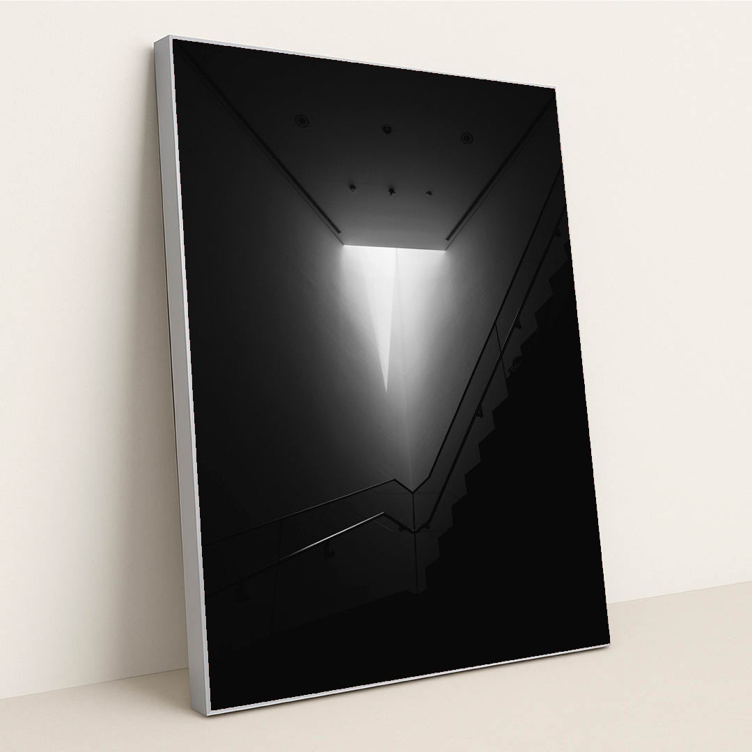 Minimalist Black and White Staircase by IAN - Silver Frame Stretchiez