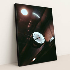 Mystical Wall Clock Under Warm Lighting by Nathan J Hilton - Black Frame Stretchiez