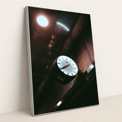 Mystical Wall Clock Under Warm Lighting by Nathan J Hilton - Silver Frame Stretchiez