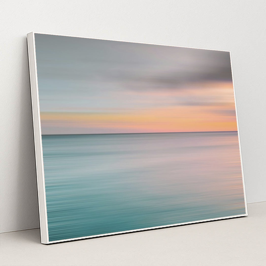 Tranquil Sunset Ocean View by Jess Loiterton - White Frame Stretchiez