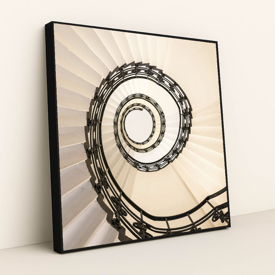Elegant Spiral Staircase in Hamburg by Wolfgang Weiser - Black Frame Stretchiez