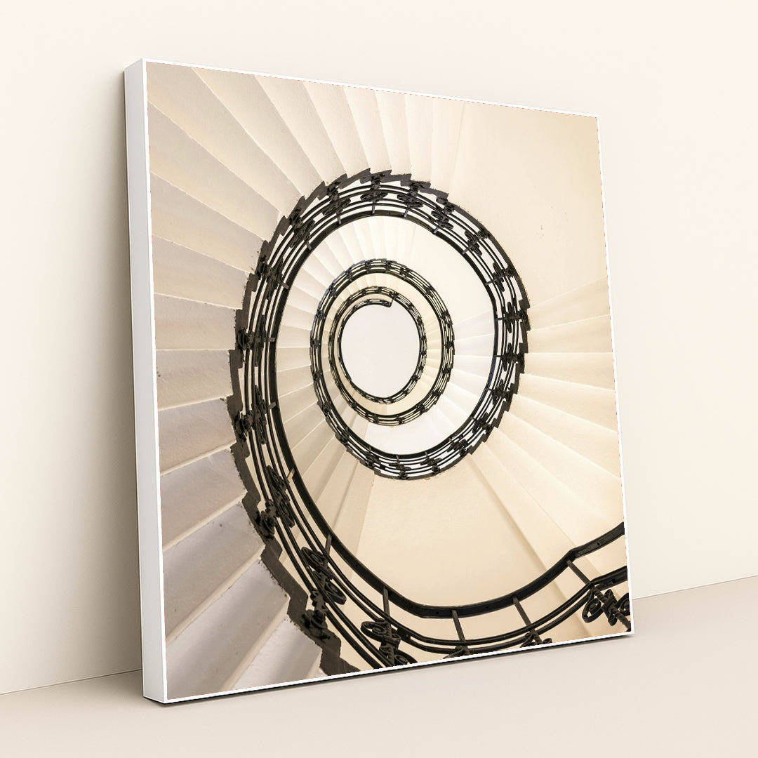 Elegant Spiral Staircase in Hamburg by Wolfgang Weiser - White Frame Stretchiez