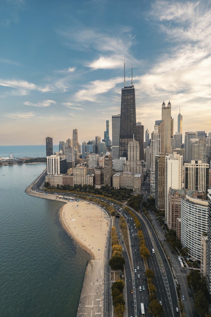Chicago Skyline Aerial View by Willian Justen de Vasconcellos