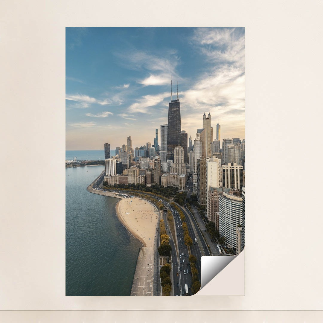 Chicago Skyline Aerial View by Willian Justen de Vasconcellos - Peeliez