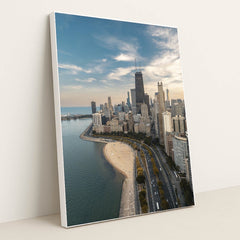 Chicago Skyline Aerial View by Willian Justen de Vasconcellos - White Frame Stretchiez