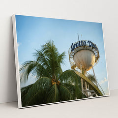 Grotto Vista Water Tower at Dusk by Kenneth Surillo - White Frame Stretchiez