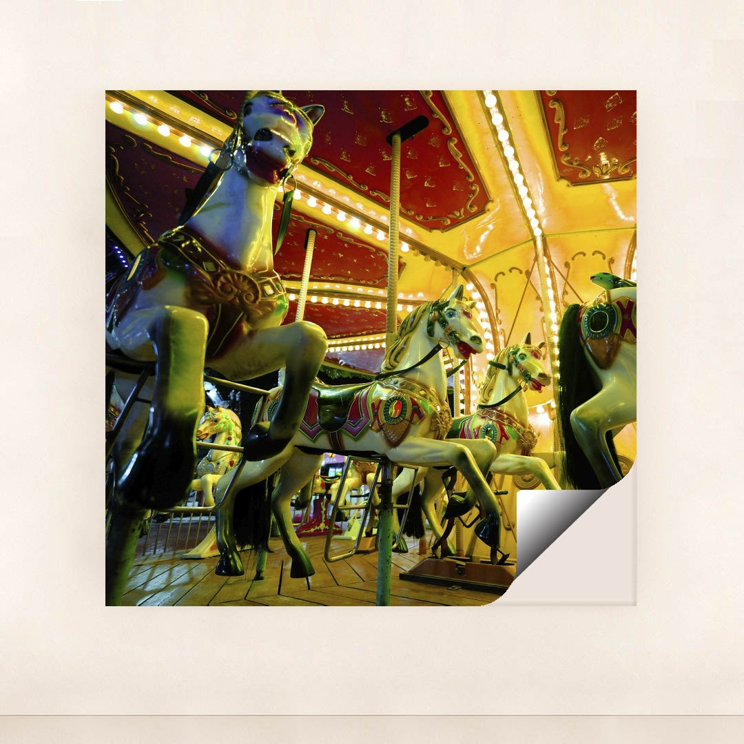Nostalgic Carousel Horses at Night by Engin Akyurt - Peeliez