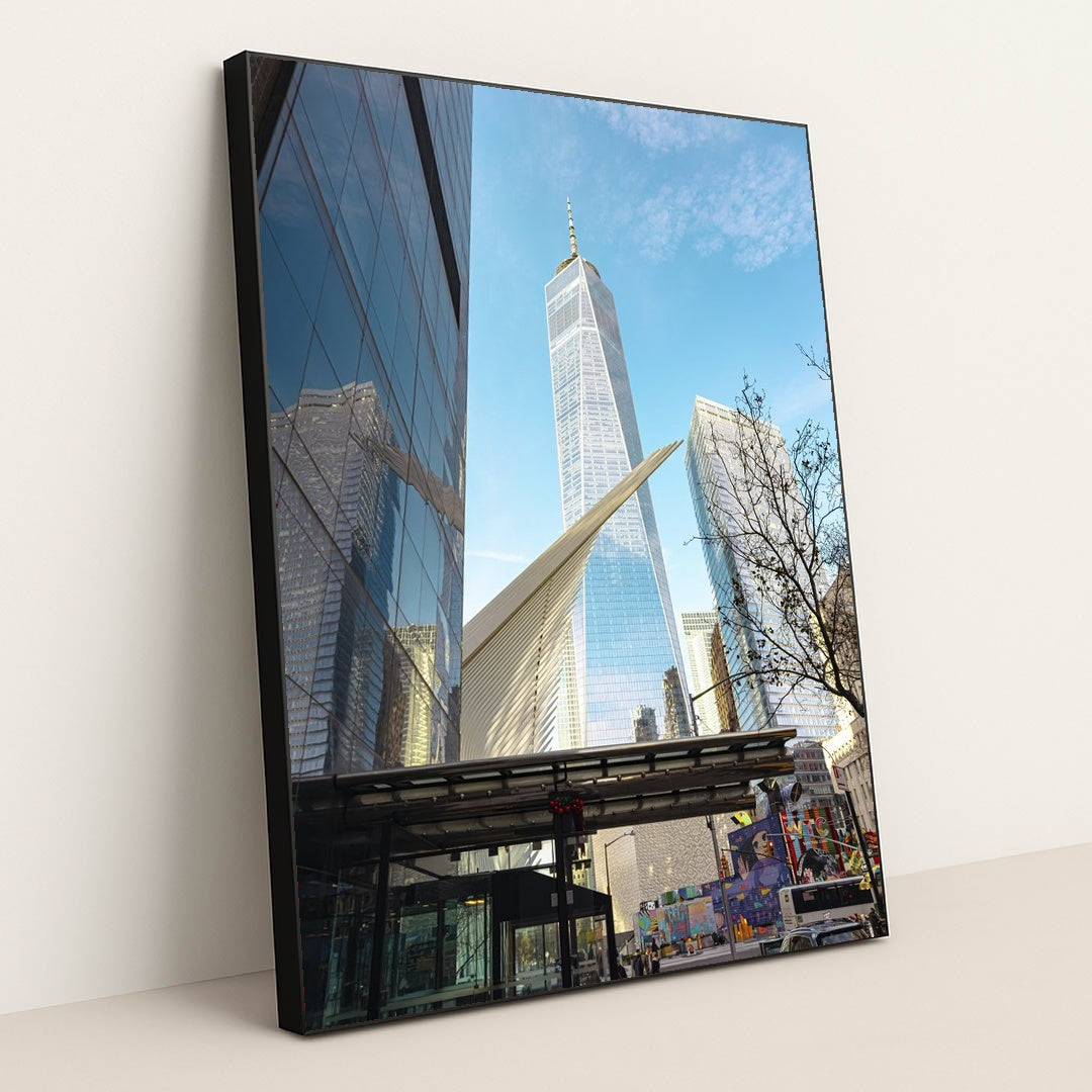 One World Trade Center Skyline by Supreme From Queens - Black Frame Stretchiez
