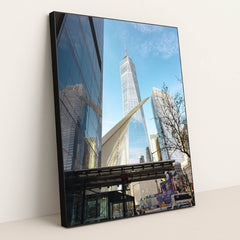 One World Trade Center Skyline by Supreme From Queens - Black Frame Stretchiez