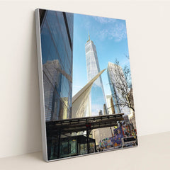 One World Trade Center Skyline by Supreme From Queens - Silver Frame Stretchiez