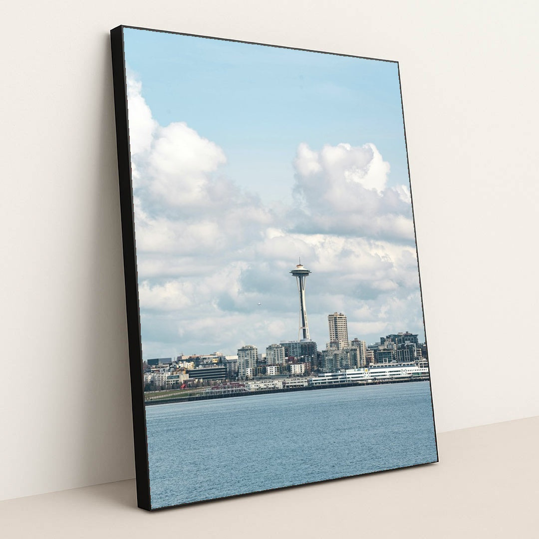 Seattle Skyline with Space Needle by Jared Lung - Black Frame Stretchiez