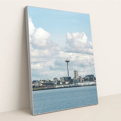 Seattle Skyline with Space Needle by Jared Lung - Silver Frame Stretchiez