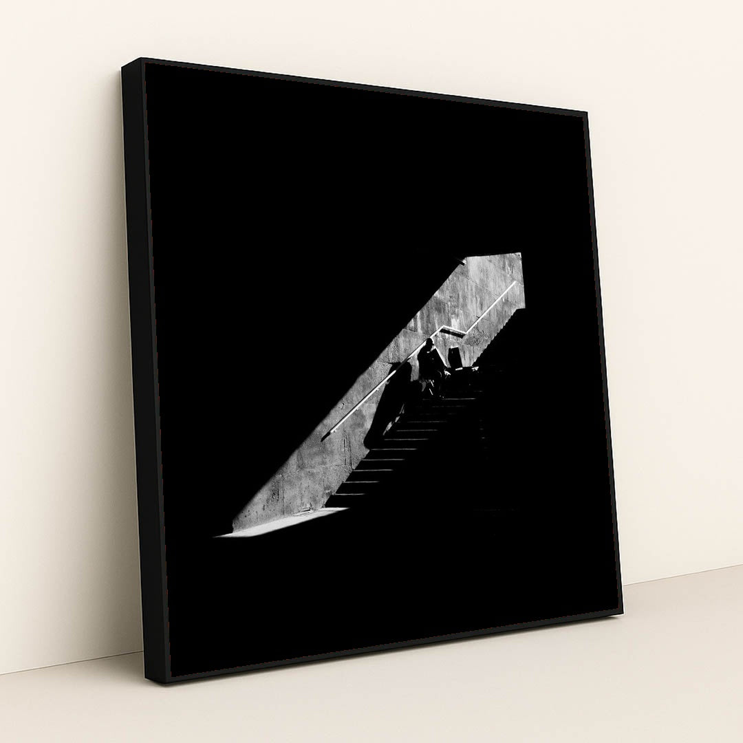 Silhouettes on the Staircase by Arman - Black Frame Stretchiez