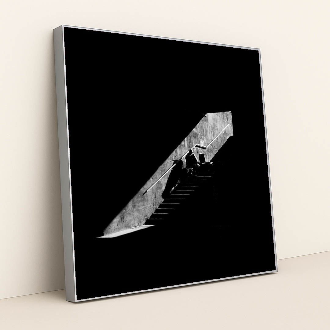 Silhouettes on the Staircase by Arman - Silver Frame Stretchiez