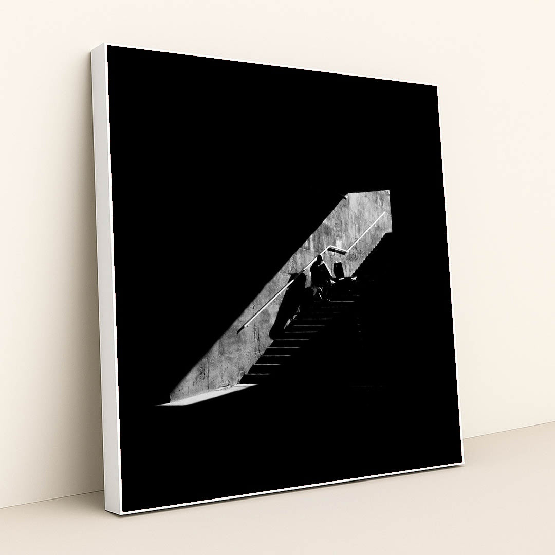 Silhouettes on the Staircase by Arman - White Frame Stretchiez