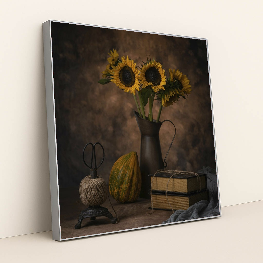 Sunflowers and Vintage Charm by Skyler Ewing - Silver Frame Stretchiez