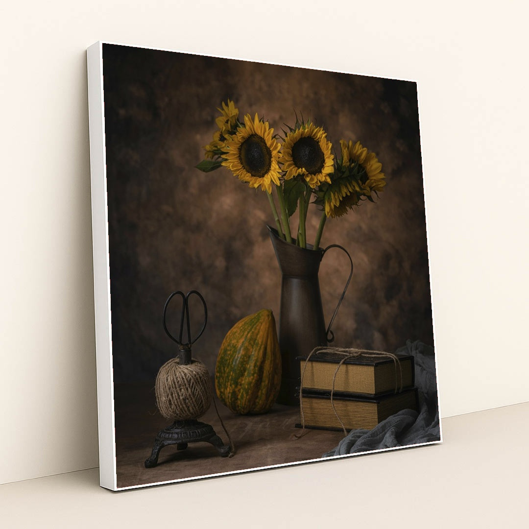 Sunflowers and Vintage Charm by Skyler Ewing - White Frame Stretchiez