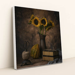 Sunflowers and Vintage Charm by Skyler Ewing - White Frame Stretchiez