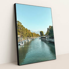 Tranquil River Scene in Hatay by Hasan Hüseyin Korkmaz - Black Frame Stretchiez
