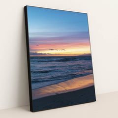 Vibrant Sunset Over Los Angeles Beach by Joshua Woroniecki - Black Frame Stretchiez