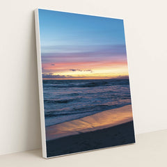 Vibrant Sunset Over Los Angeles Beach by Joshua Woroniecki - White Frame Stretchiez