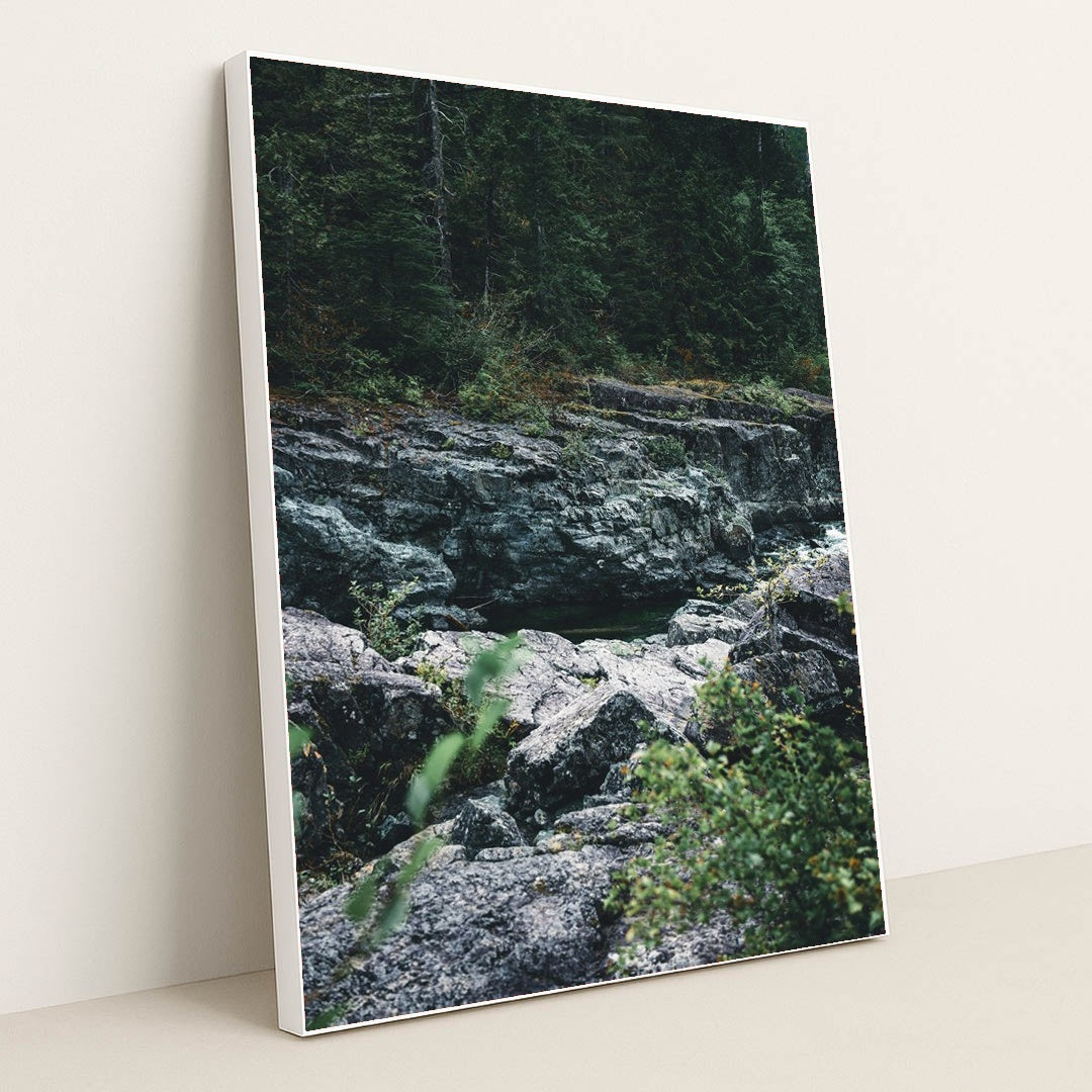 Majestic Rocky Terrain in Tofino by Ali Kazal - White Frame Stretchiez