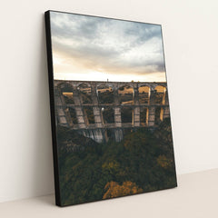 Sunset Over Ancient Aqueduct by Mikhail Nilov - Black Frame Stretchiez