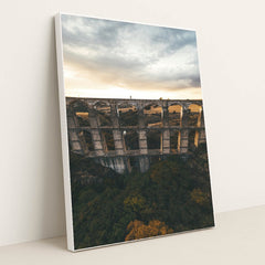 Sunset Over Ancient Aqueduct by Mikhail Nilov - White Frame Stretchiez