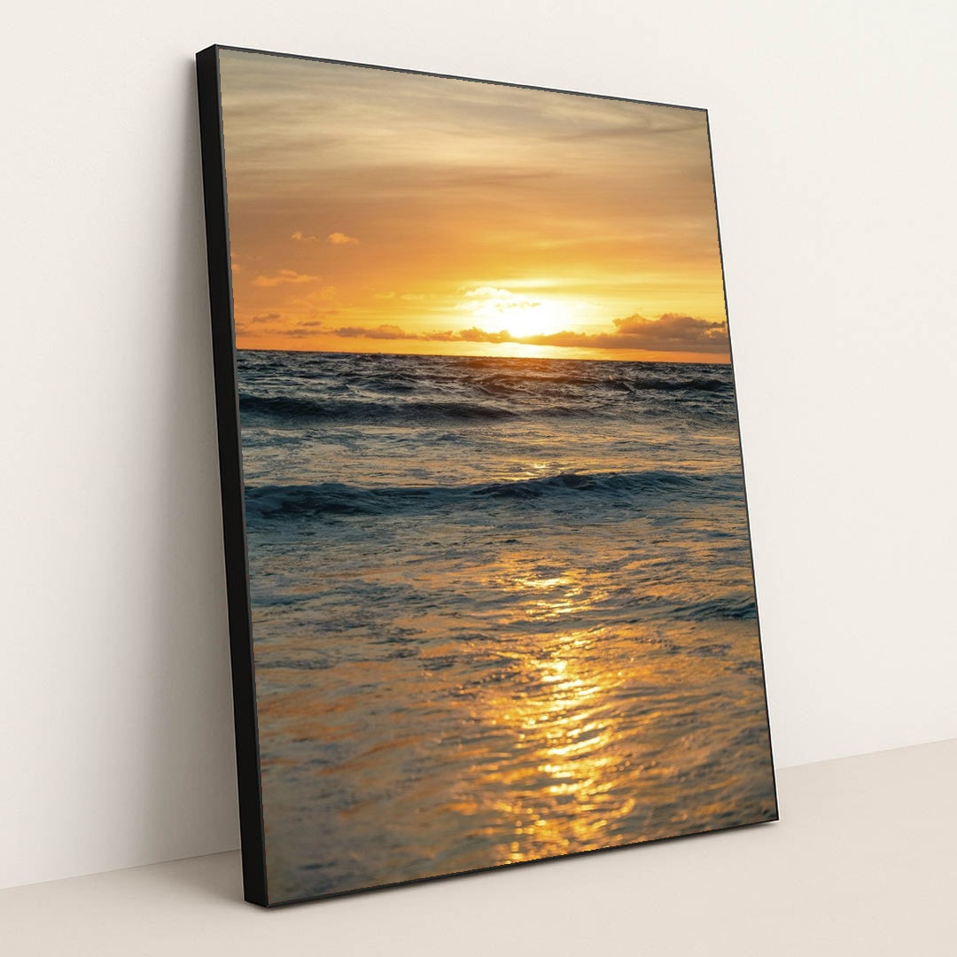 Stunning Sunset Over the Pacific Ocean by Joshua Woroniecki - Black Frame Stretchiez