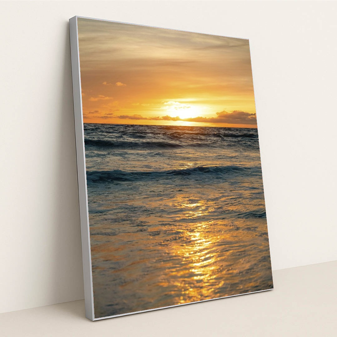 Stunning Sunset Over the Pacific Ocean by Joshua Woroniecki - Silver Frame Stretchiez