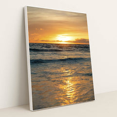 Stunning Sunset Over the Pacific Ocean by Joshua Woroniecki - White Frame Stretchiez
