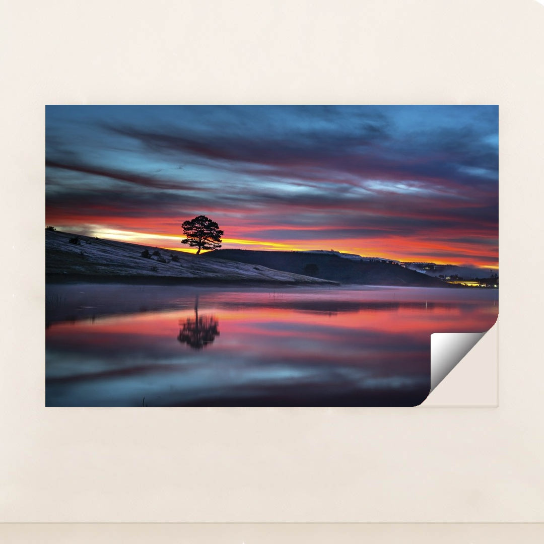 Vibrant Sunset Over Tranquil Lake by Quang Nguyen Vinh - Peeliez